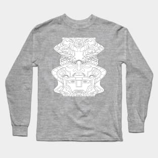 white zentangle olmec sentinel head ecopop Long Sleeve T-Shirt